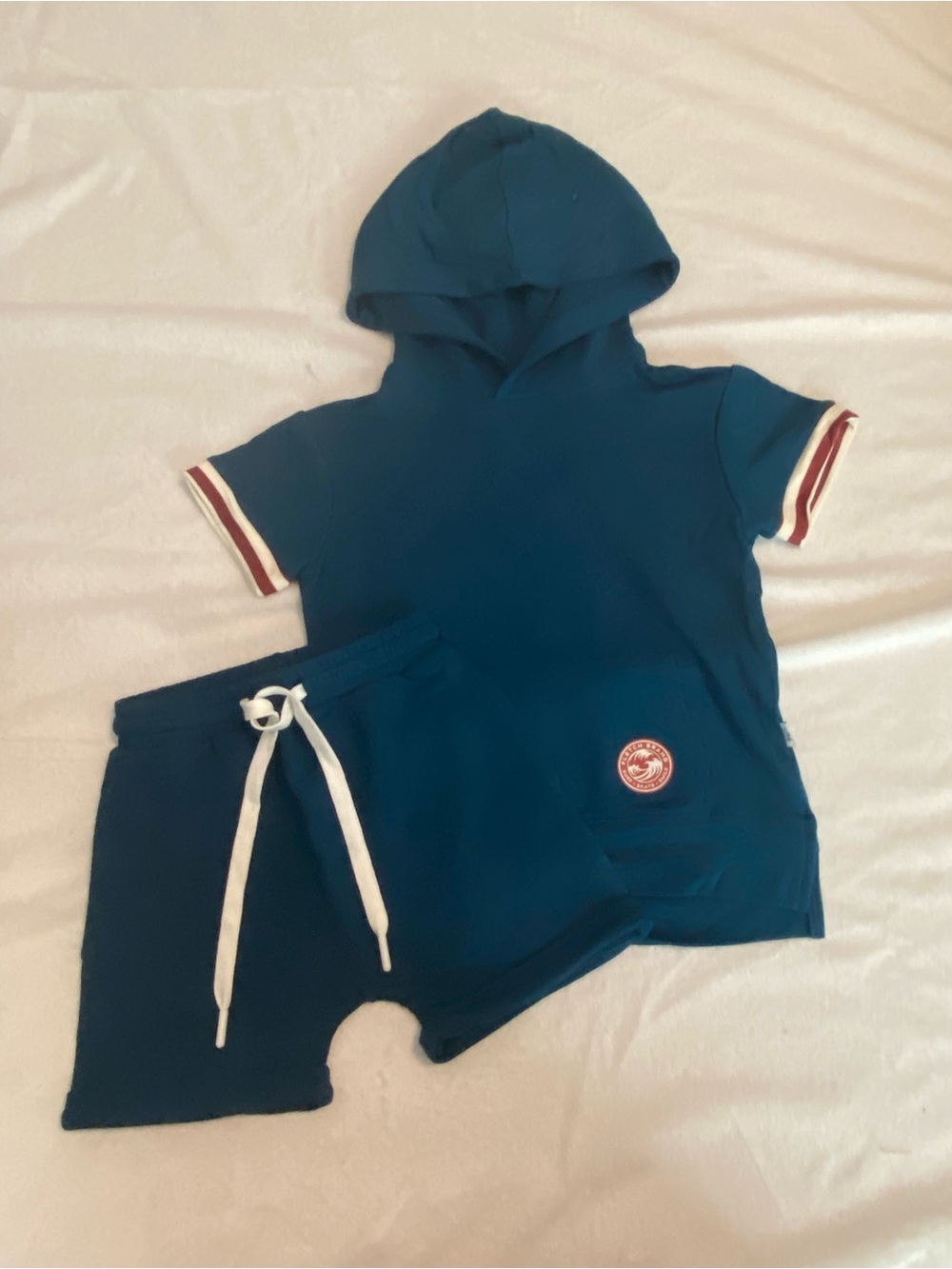Fletch ‘Red, White & Snooze’ Bamboo Hoodie & Shorts Lounge Set